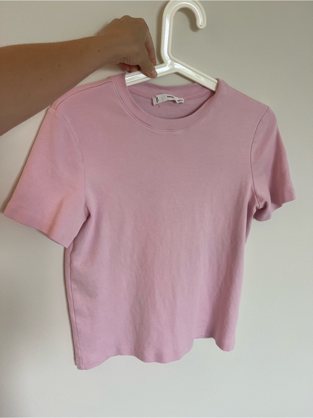 Mango Short Sleeve Crewneck Tee in Pale Pink